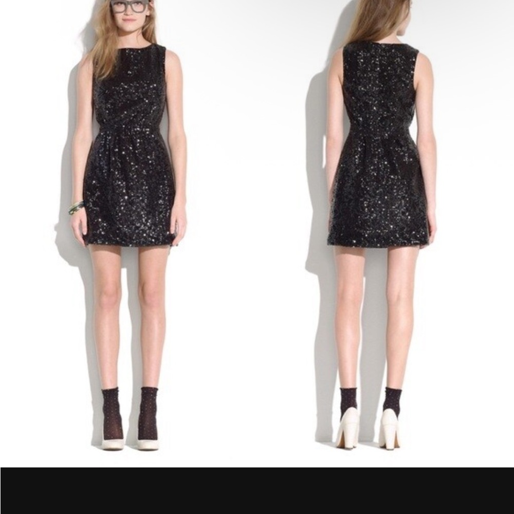 MADEWELL Broadway and Broome - Black Sequin Sleeveless Mini Dress